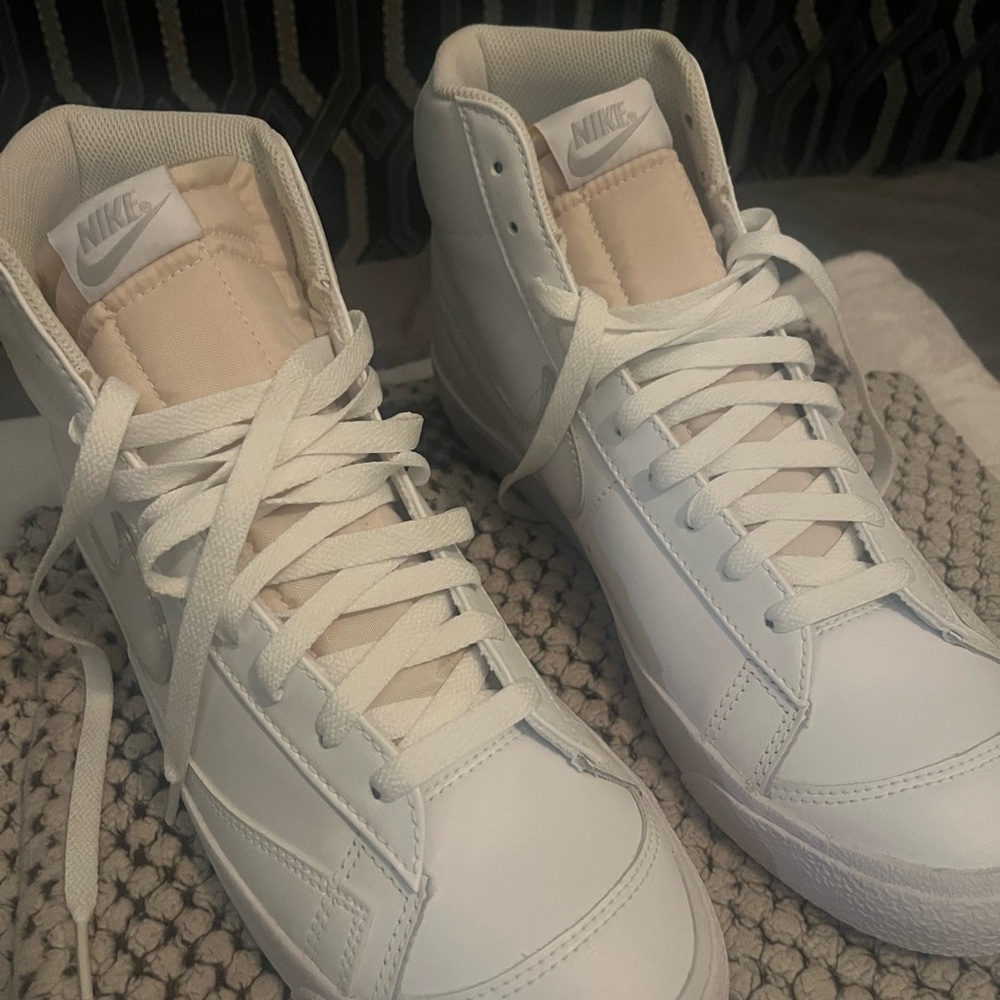 Nike White and Cream High-Top Sneakers